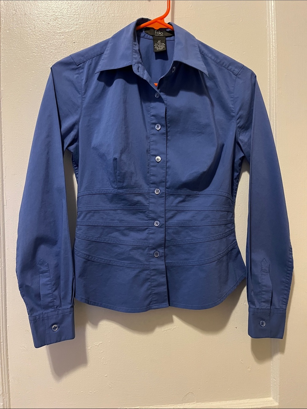 Structured Button-Front Navy Top